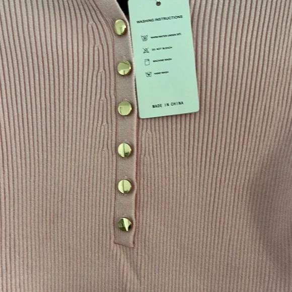 Pink Ribbed Button-Up Top - Picture 3 of 3